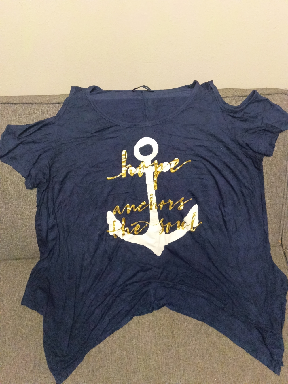 Velvet Navy Blue Tee with Silver Logo Tag
